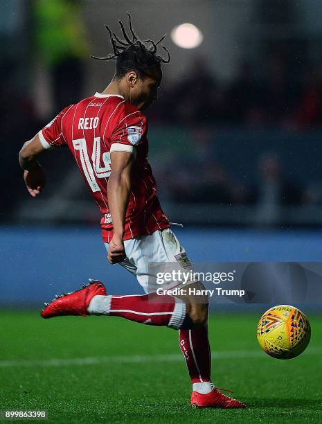 Bobby Reid of Bristol City scores his sides first goal during the Sky Bet Championship match between Bristol City and Wolverhampton Wanderers at...