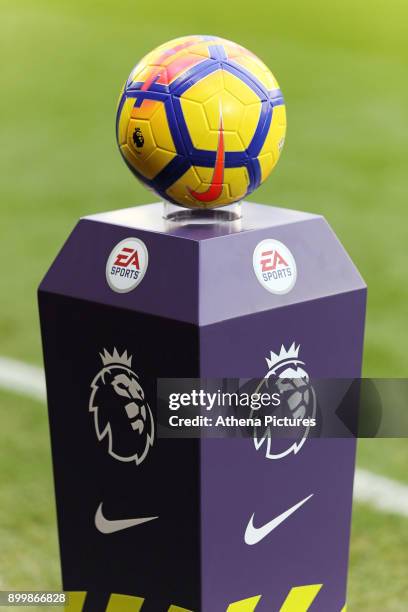 The official Nike match ball during the Premier League match between Watford and Swansea City at the Vicarage Road on December 30, 2017 in Watford,...