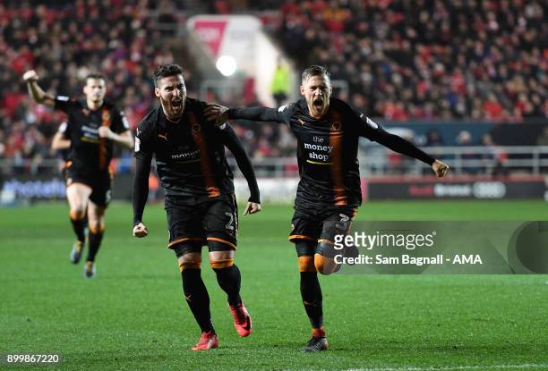 Barry Douglas of Wolverhampton Wanderers celebrates after scoring a goal to make it 1-1 during the Sky Bet Championship match between Bristol City...