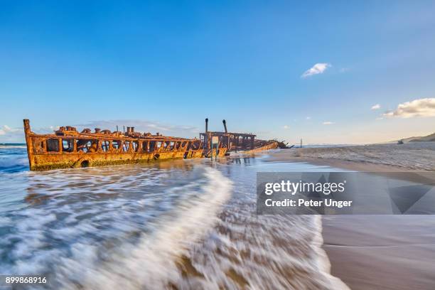 wreck of the maheno,fraser island,worlds largest sand island,queensland,australia - 1935 stock pictures, royalty-free photos & images