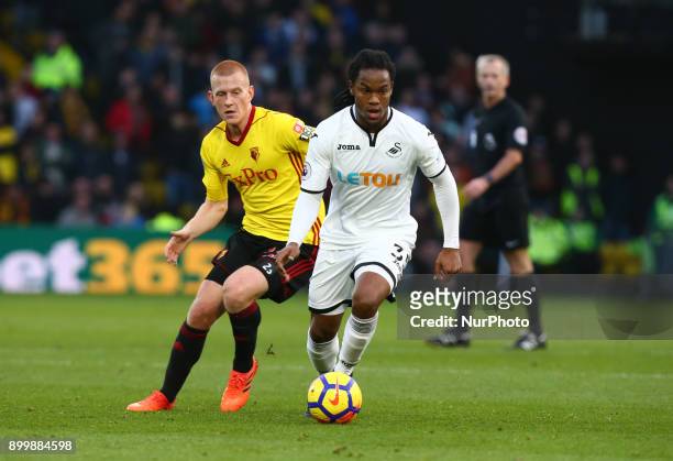 Swansea City's Renato Sanches during Premier League match between Watford and Swansea City at Vicarage Road Stadium, Watford , England 30 Dec 2017.