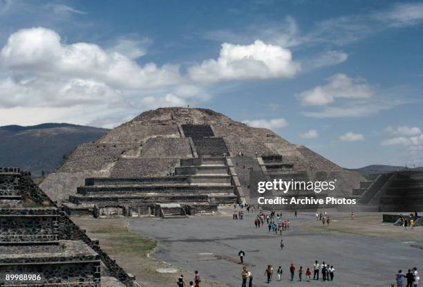 The Pyramid of the Moon at the ancient archaeological site of Teotihuacan in Mexico, circa 1980. The site dates back to around 200 BCE.