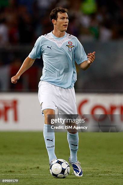 Stephan Lichtsteiner of S.S. Lazio in action during the UEFA Europa League first preliminary match between S.S. Lazio and IF Elfsborg at the Olimpic...
