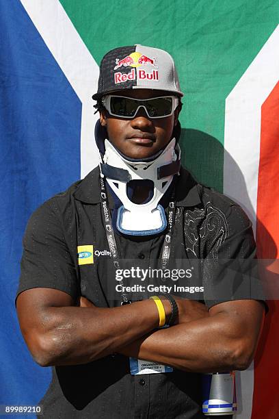 Sifiso Nhlapo at the UCI BMX Supercross at the Pietermaritzburg Show Grounds on August 21, 2009 in Pietrmaritzburg, South Africa.