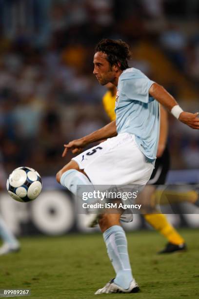 Stefano Mauri of S.S. Lazio scores the third goal during the UEFA Europa League first preliminary match between S.S. Lazio and IF Elfsborg at the...