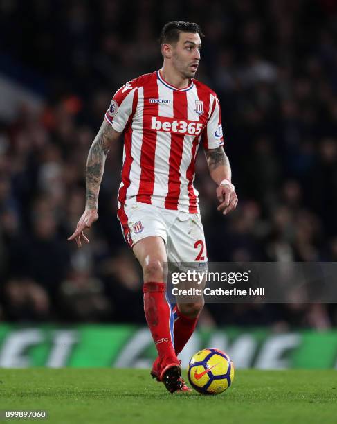 Geoff Cameron of Stoke City during the Premier League match between Chelsea and Stoke City at Stamford Bridge on December 30, 2017 in London, England.