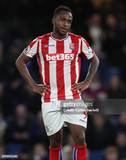 Saido Berahino of Stoke City during the Premier League match between Chelsea and Stoke City at Stamford Bridge on December 30, 2017 in London,...