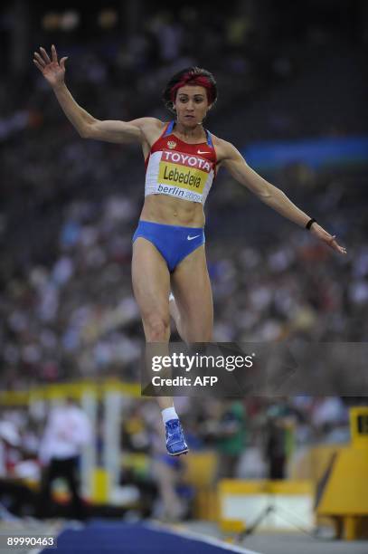 Russia's Tatyana Lebedeva competes in the women's long jump qualifying event of the 2009 IAAF Athletics World Championships on August 21, 2009 in...