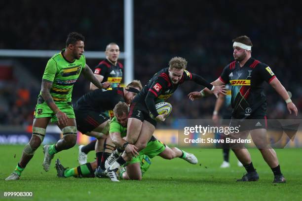 Charlie Walker of Harlequins in action during the Aviva Premiership Big Game 10 match between Harlequins and Northampton Saints at Twickenham Stadium...