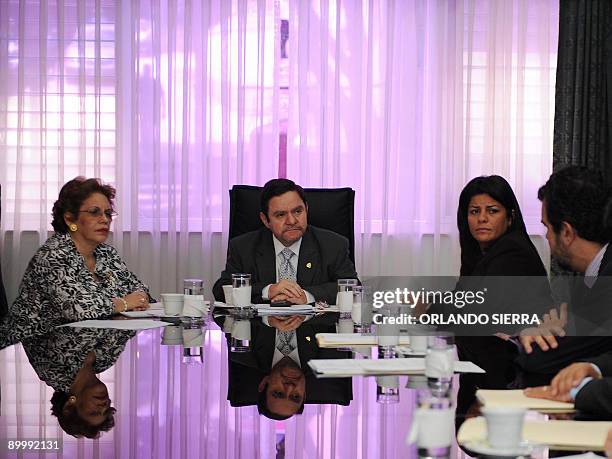 The president of the Inter-American Commission on Human Rights , Patricia Mejia meets Honduran Supreme Court president Jorge Rivera , in Tegucigalpa,...