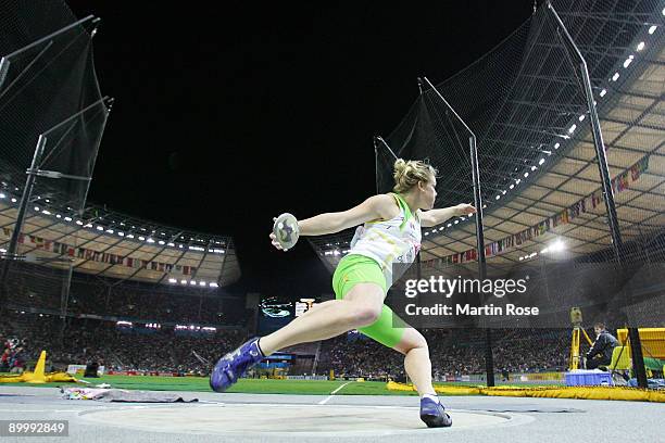 Dani Samuels of Australia competes in the women's Discus Throw Final during day seven of the 12th IAAF World Athletics Championships at the Olympic...