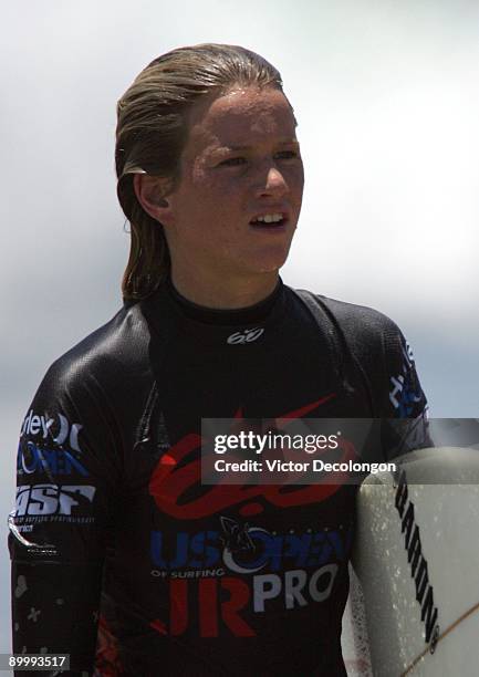 Biana Buitendag walks back to the competitor's area after Heat 2 of the Round of 24 of the Nike 6.0 Pro Junior Women's Grade 4 event as part of the...