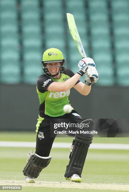 Alex Blackwell of the Thunder bats during the Women's Big Bash League match between the Sydney Thunder and the Hobart Hurricanes at the University of...