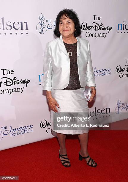 Community activist Dolores Huerta arrives at the 24th Annual IMAGEN Awards held at the Beverly Hilton Hotel on August 21, 2009 in Beverly Hills,...