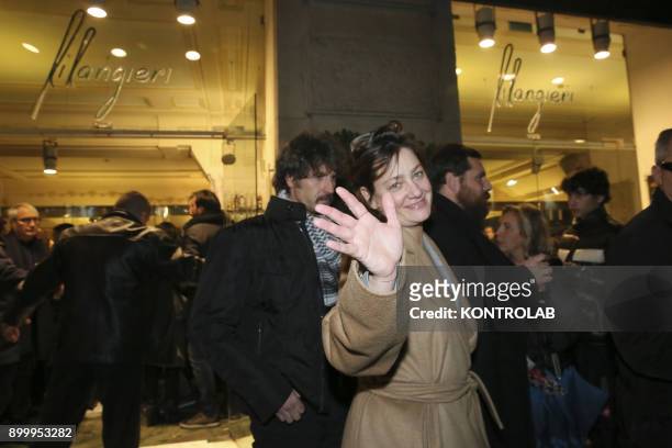 Anna Bonaiuto greeting fans at the premier of "Napoli Velata", directed by Ferzan Ozpetek, main actors Giovanna Mezzogiorno and Alessandro Borghi and...