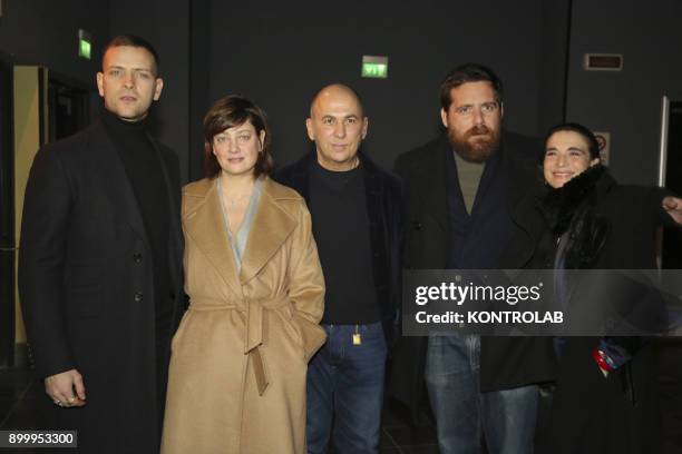 From left Alessandro Borghi, Anna Bonaiuto, Ferzan Ozpetek, Biagio Forestier and Lina Sastri at the premier of "Napoli Velata", directed by Ferzan...
