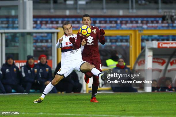 Iago Falque of Torino FC and Diego Laxalt of Genoa Cfc in action during the Serie A football match between Torino Fc and Genoa Cfc.