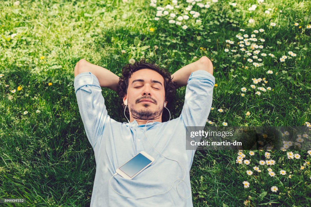 Man napping in the grass