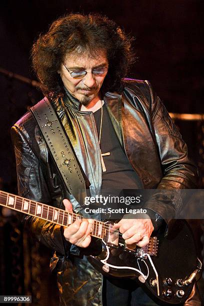 Tony Iommi of Heaven and Hell performs at the Meadow Brook Amphitheatre on August 21, 2009 in Rochester Hills, Michigan.