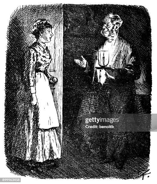 late at night - candlelight service stock illustrations