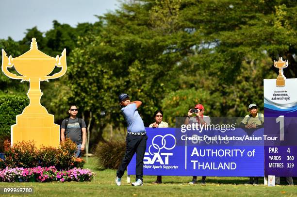 Poom Saksansin of Thailand pictured during round four of the Royal Cup at the Phoenix Gold GCC on December 31, 2017 in Pattaya, Thailand.