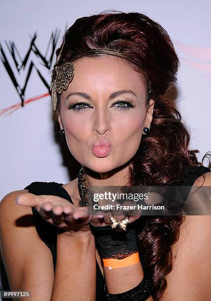Wrestler Maria Kanellis arrives at the WWE's SummerSlam Kickoff Party at H-Wood Club on August 21, 2009 in Hollywood, California.