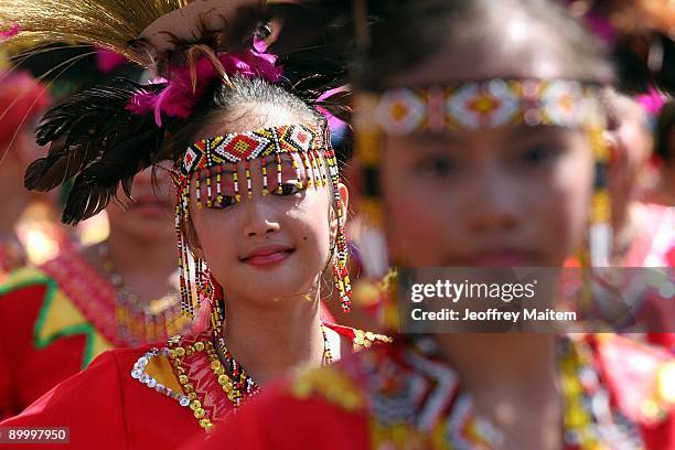 Young Filipino dancers perform during the annual Kadayawan Festival on August 22, 2009 in Davao, Philippines. The festival celebrates life, a...