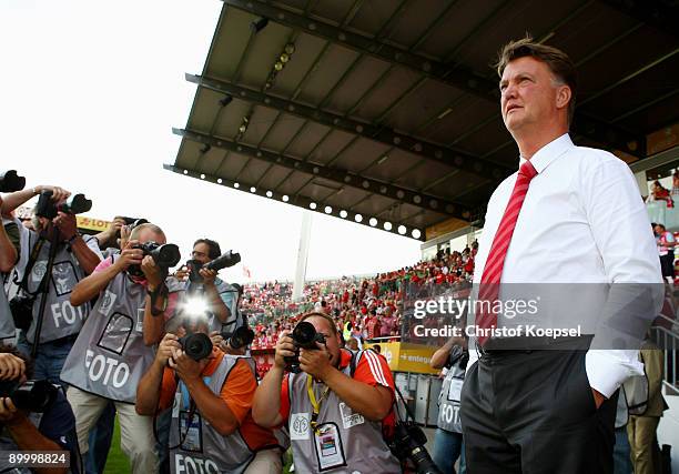 Head coach Louis van Gaal of Bayern is photographed prior to during the Bundesliga match between FSV Mainz 05 and FC Bayern Muenchen at Bruchweg...