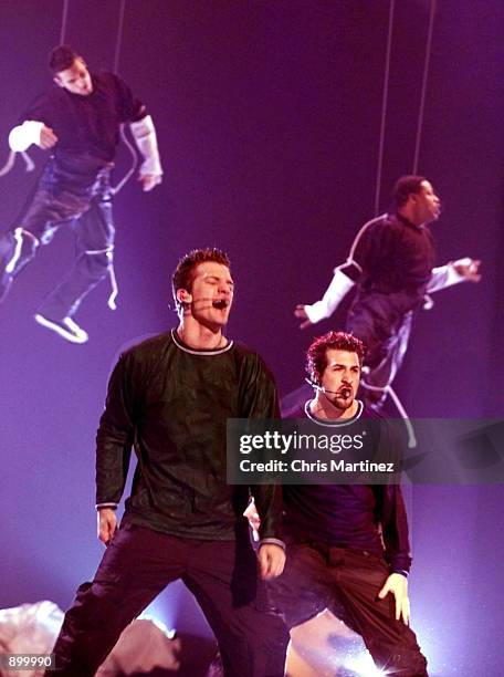 Members of the singing group N'sYNC, which was nominated for Favorite Pop/Rock Band, Duo or Group, perform during a live broadcast of the 27th Annual...