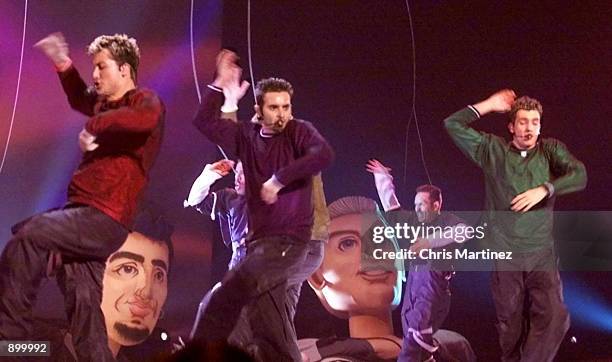 Members of the singing group N'sYNC, which was nominated for Favorite Pop/Rock Band, Duo or Group, perform during a live broadcast of the 27th Annual...