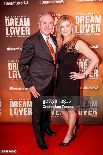 Alan Fletcher and Jennifer Hansen attends opening night of Dream Lover - The Bobby Darin Musical at Melbourne Arts Centre on December 31, 2017 in...