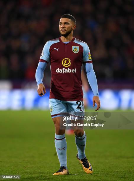 Nahki Wells of Burnley during the Premier League match between Huddersfield Town and Burnley at John Smith's Stadium on December 30, 2017 in...