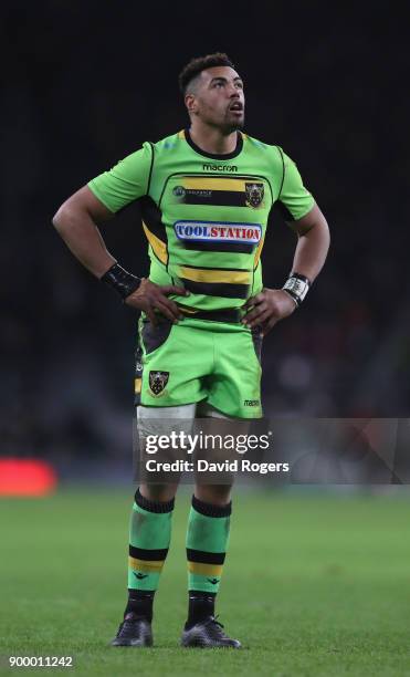 Luther Burrell of Northampton looks on during the Aviva Premiership Big Game 10 match between Harlequins and Northampton Saints at Twickenham Stadium...