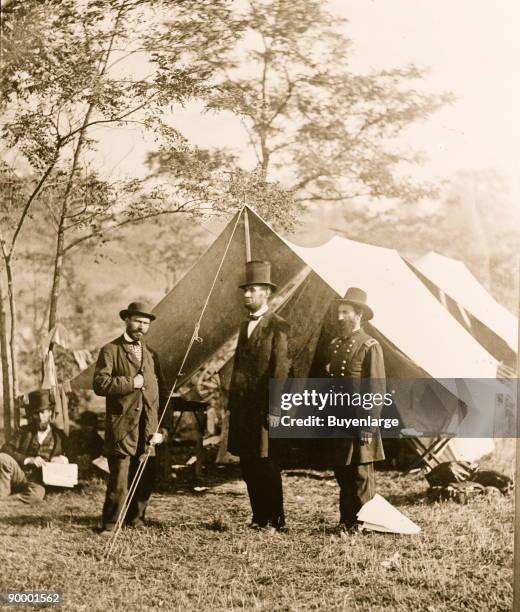 Antietam, Md. Allan Pinkerton, President Lincoln, and Maj. Gen John A. McClernand