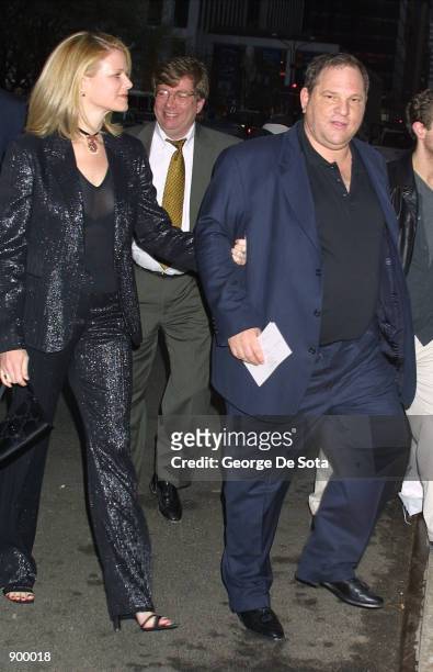 Producer Harvey Weinstein and his wife Eve arrive for the premiere of "Moulin Rouge" April 17, 2001 at the Paris Theatre in New York City.
