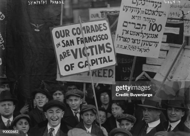 Yiddish Signs carried by Socialist Protesters in New York Labor Day Parade