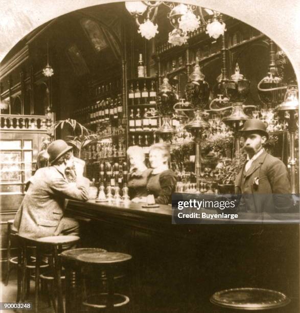 London, English bar and bar maids serving customers