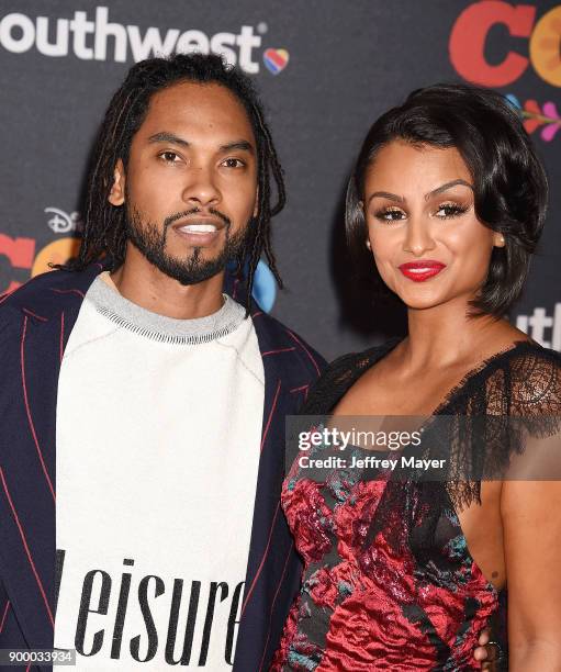 Actor Miguel and guest arrive at the premiere of Disney Pixar's 'Coco' at El Capitan Theatre on November 8, 2017 in Los Angeles, California.