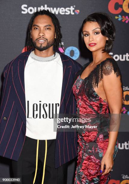 Actor Miguel and guest arrive at the premiere of Disney Pixar's 'Coco' at El Capitan Theatre on November 8, 2017 in Los Angeles, California.