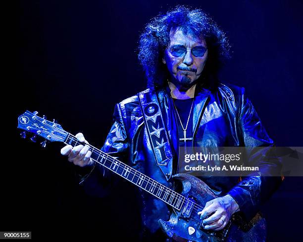 Tony Iommi of Heaven and Hell performs at the Charter One Pavilion on August 19, 2009 in Chicago, Illinois.