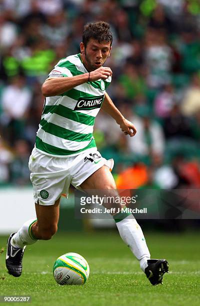 Massimo Donati of Celtic in action during the Clydesdale Bank Scottish Premier league match between Celtic and St Johnstone at Celtic Park on August...
