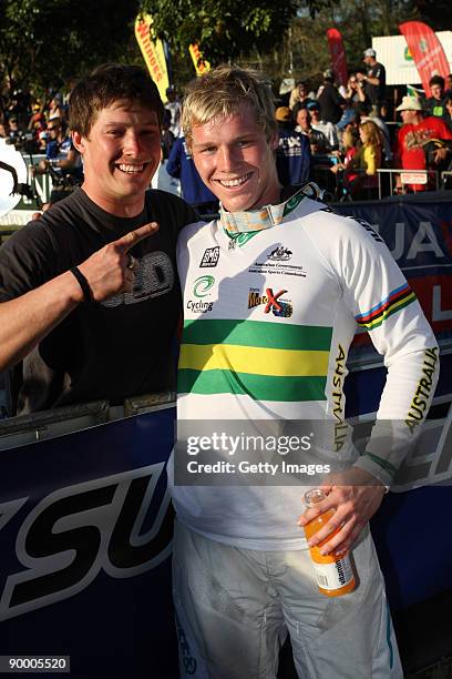 Sam Willoughby and Matthew Willoughby at the UCI BMX Supercross World Cup at the Royal Show Grounds on August 22, 2009 in Pietrmaritzburg, South...