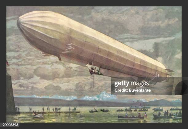 Zeppelin Above Lake Constance or the Bodensee between Austria, Germany & Switzerland