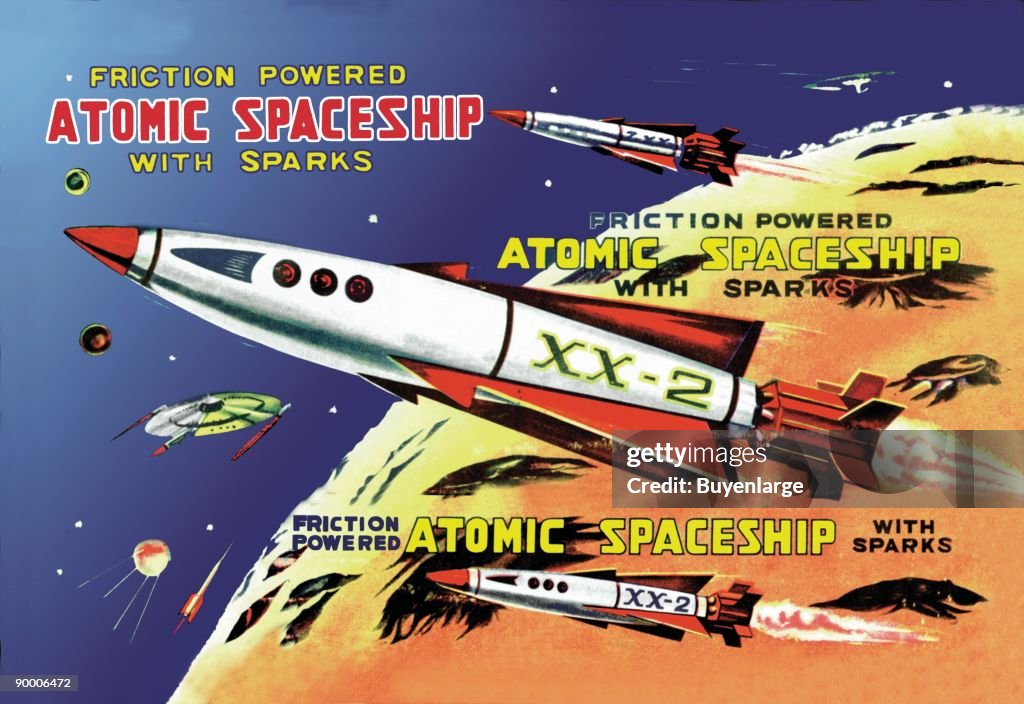 Friction Powered Atomic Spaceship with Sparks