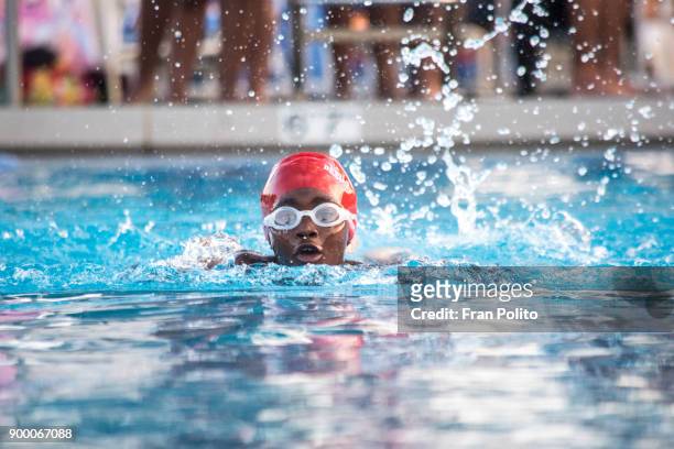 male swimmer at a swim meet. - swimming tournament bildbanksfoton och bilder