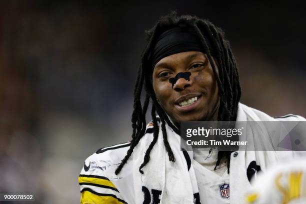 Martavis Bryant of the Pittsburgh Steelers reacts on the sideline in the second half against the Houston Texans at NRG Stadium on December 25, 2017...