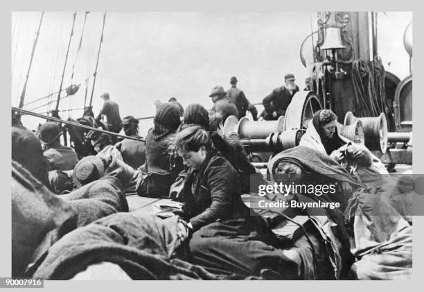 Immigrant Women Sitting on Steerage Deck