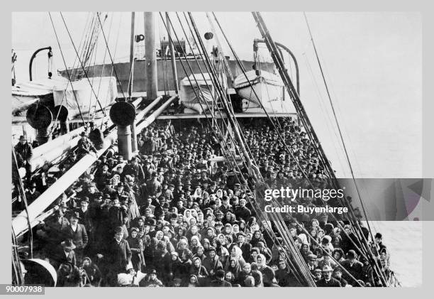 Crowd of Immigrants Standing on Deck