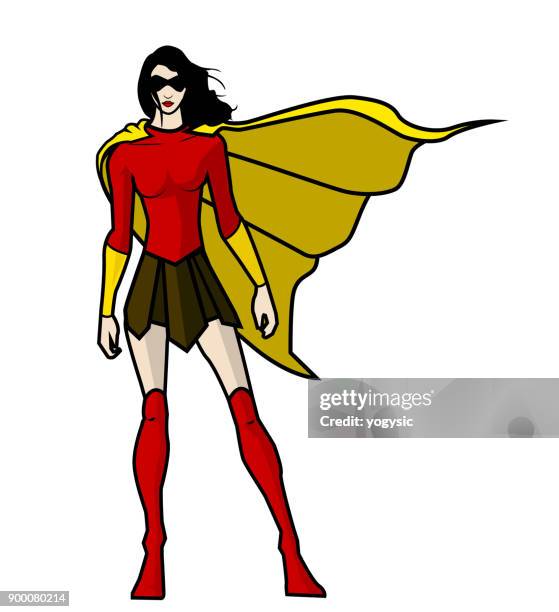 vector female superhero isolated in white - superhero girl stock illustrations