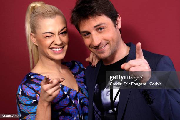 Brian Joubert and Katrina Patchett poses during a portrait session in Paris, France on .
